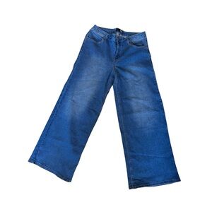 1822 Wide-Leg Blue Denim Palazzos Jeans for Women Sz 12 Pre-Loved